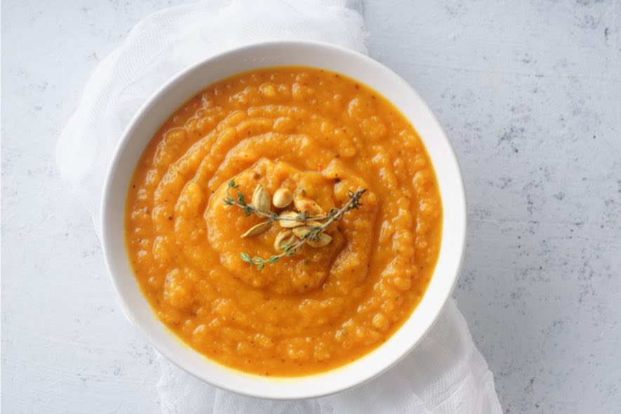 Potage à la courge musquée, bière et érable
